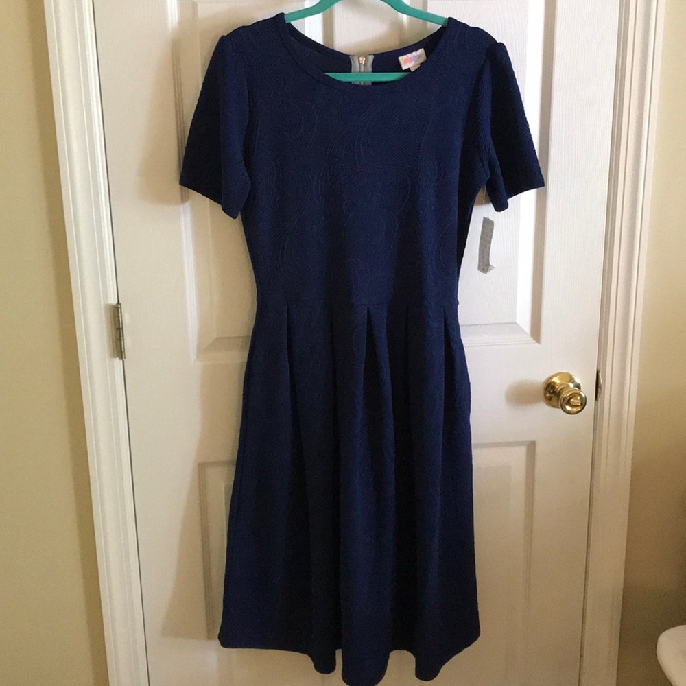 Navy Blue Lacy Patterned Amelia Dress